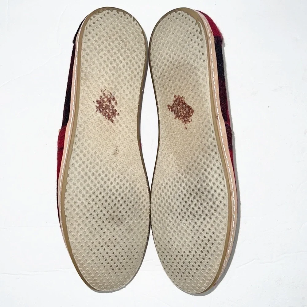 Toms Alpargata Classic Buffalo Check Plaid Red And Black Felt Slip On Flats - Picture 8 of 10